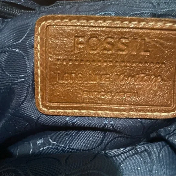 Fossil striped canvas leather crossbody satchel - Picture 5 of 11